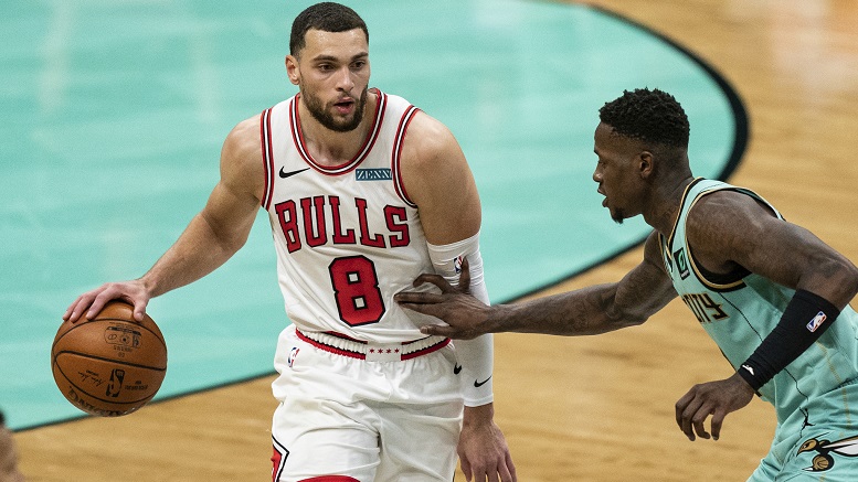 Bulls guard Zach LaVine looks to drive vs. the Hornets. -AP