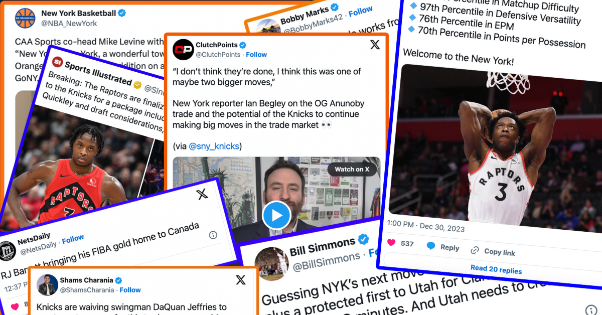 X Reactions To Knicks Trade for OG Anunoby